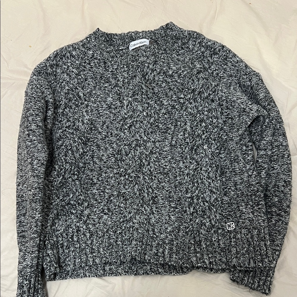 Calvin Klein Black & White Marled Crewneck Sweater